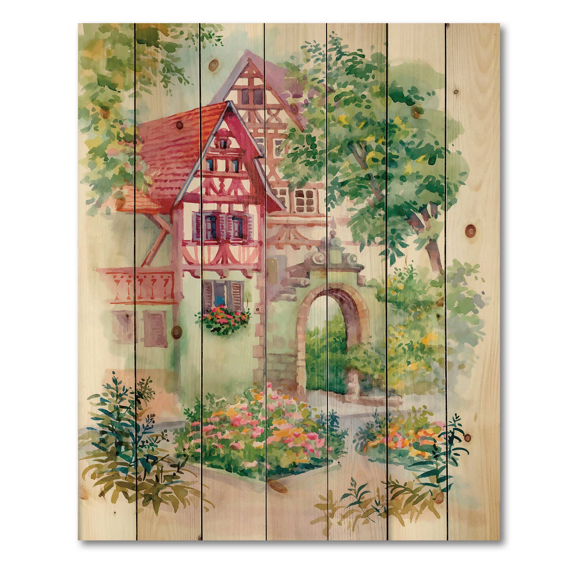 Designart - Red Rustic House In The Country Side